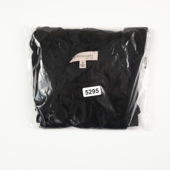 PHILOSOPHY black short sleeve ribbed stretch minidress size M - Picture 5 of 5